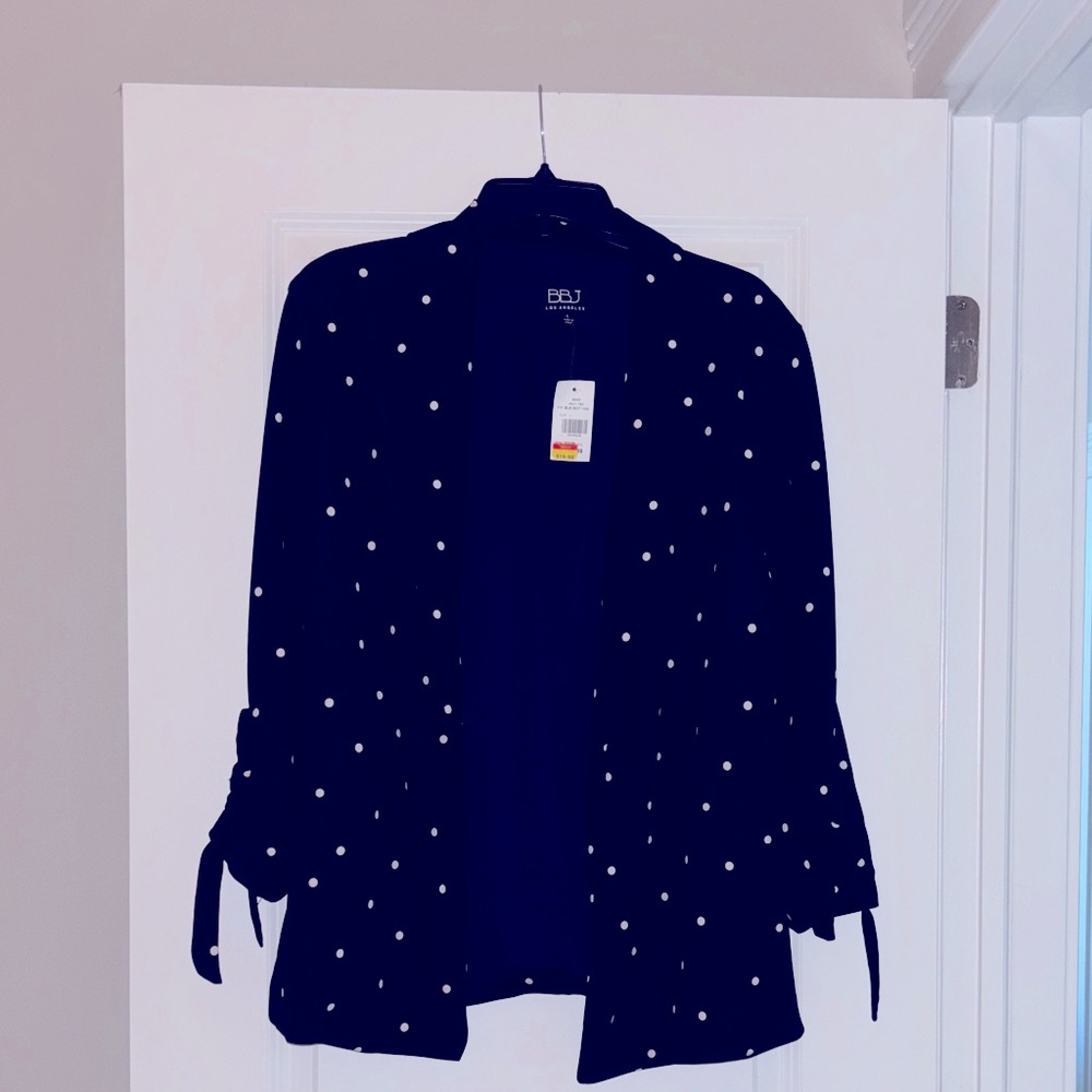 Women's Black & White Jacket with White Polka Dots